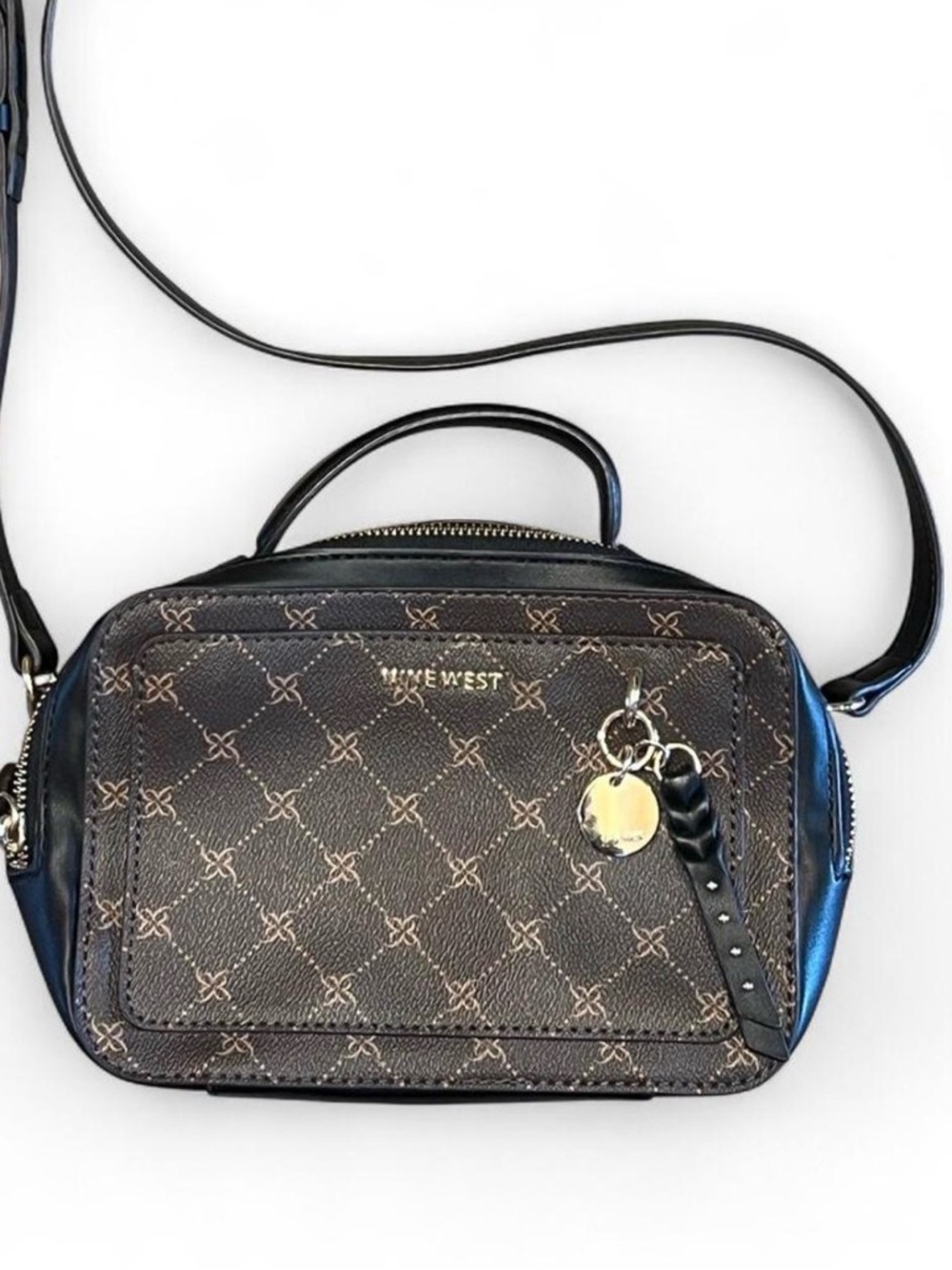 Nine West Brown Monogram Crossbody Bag Mini Purse